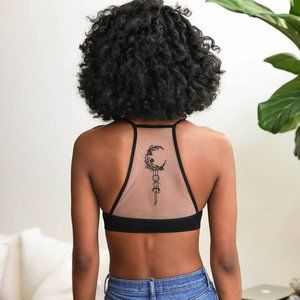 Boho Crescent Moon Bralette - Black